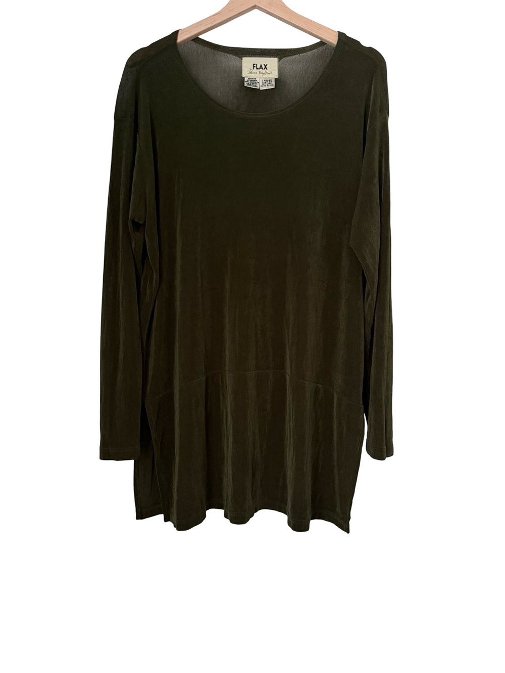 Flax Slinky Oversized Tunic Sz S Green